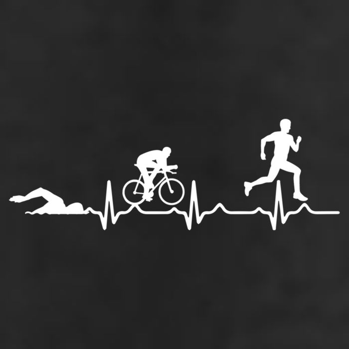 Triathlon Heartbeat Swim Cycle Run Athletes Cool Gift 7 Panel Mesh Trucker Snapback Hat