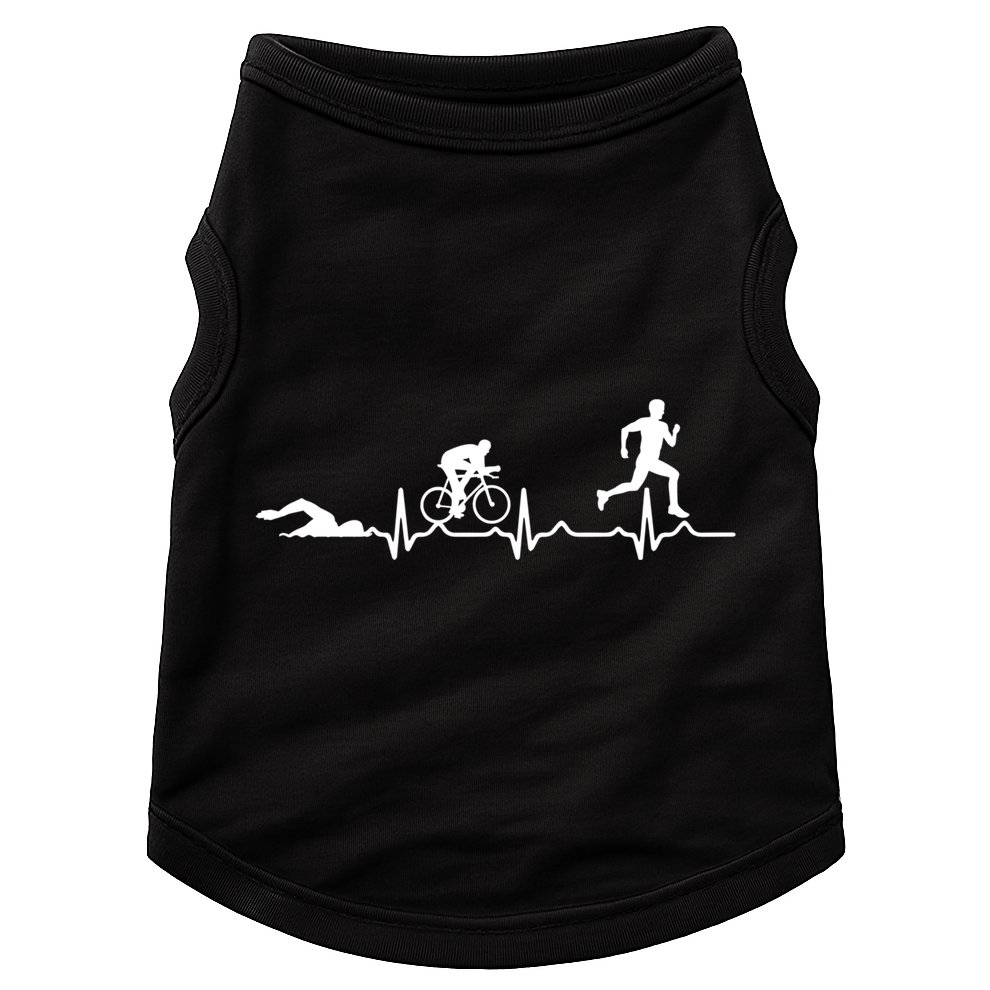 Triathlon Heartbeat Swim Cycle Run Athletes Cool Gift Doggie Tank