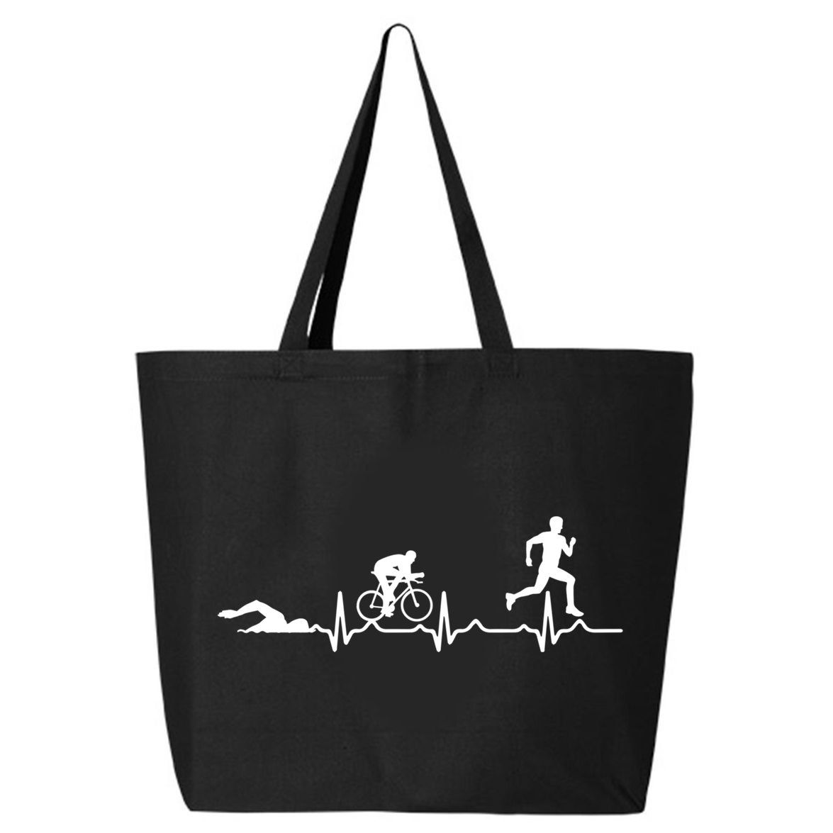 Triathlon Heartbeat Swim Cycle Run Athletes Cool Gift 25L Jumbo Tote