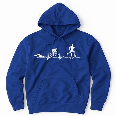 Triathlon Heartbeat Swim Cycle Run Athletes Cool Gift Hoodie