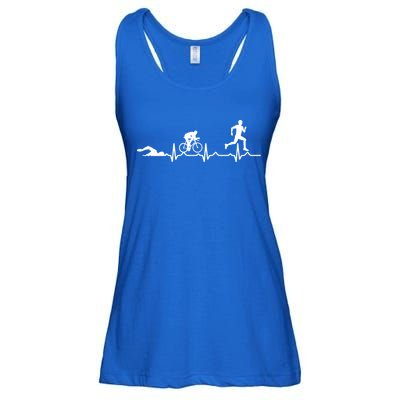 Triathlon Heartbeat Swim Cycle Run Athletes Cool Gift Ladies Essential Flowy Tank
