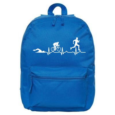 Triathlon Heartbeat Swim Cycle Run Athletes Cool Gift 16 in Basic Backpack