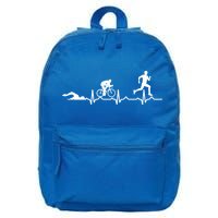 Triathlon Heartbeat Swim Cycle Run Athletes Cool Gift 16 in Basic Backpack