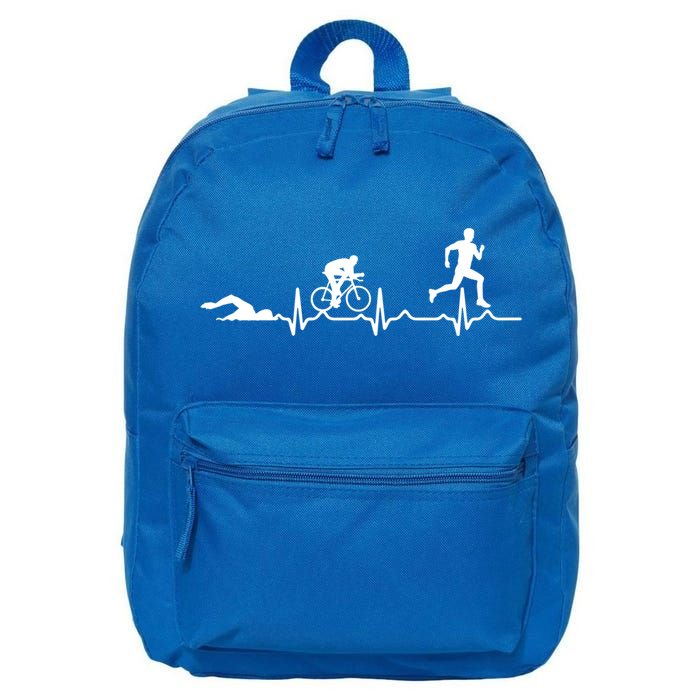 Triathlon Heartbeat Swim Cycle Run Athletes Cool Gift 16 in Basic Backpack