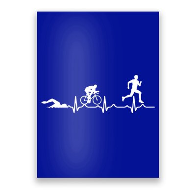 Triathlon Heartbeat Swim Cycle Run Athletes Cool Gift Poster