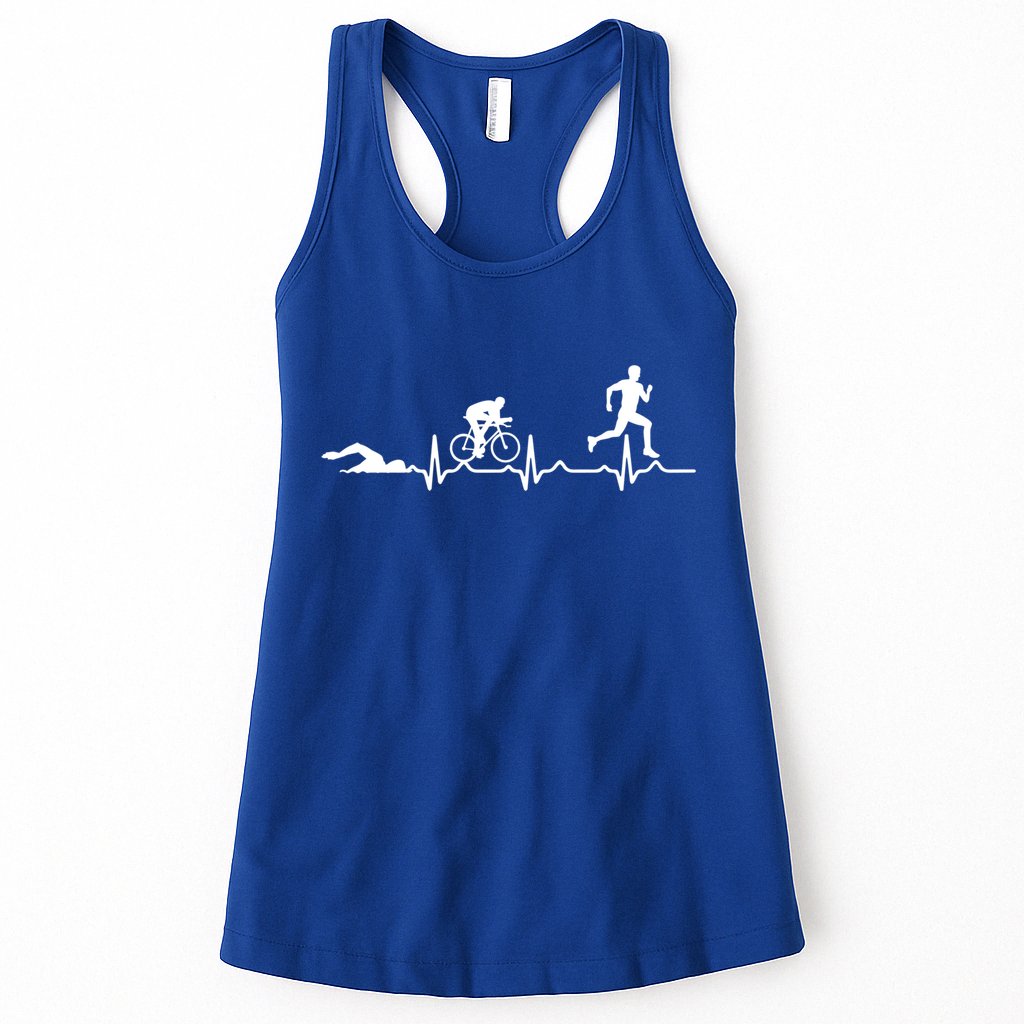 Triathlon Heartbeat Swim Cycle Run Athletes Cool Gift Womens Tank Top