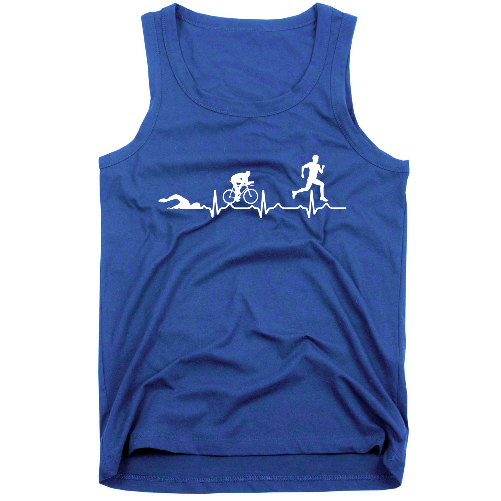 Triathlon Heartbeat Swim Cycle Run Athletes Cool Gift Tank Top