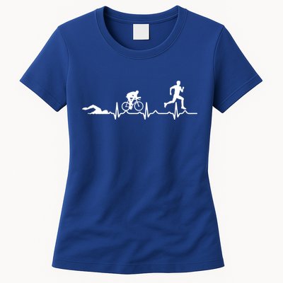 Triathlon Heartbeat Swim Cycle Run Athletes Cool Gift Womens T-Shirt