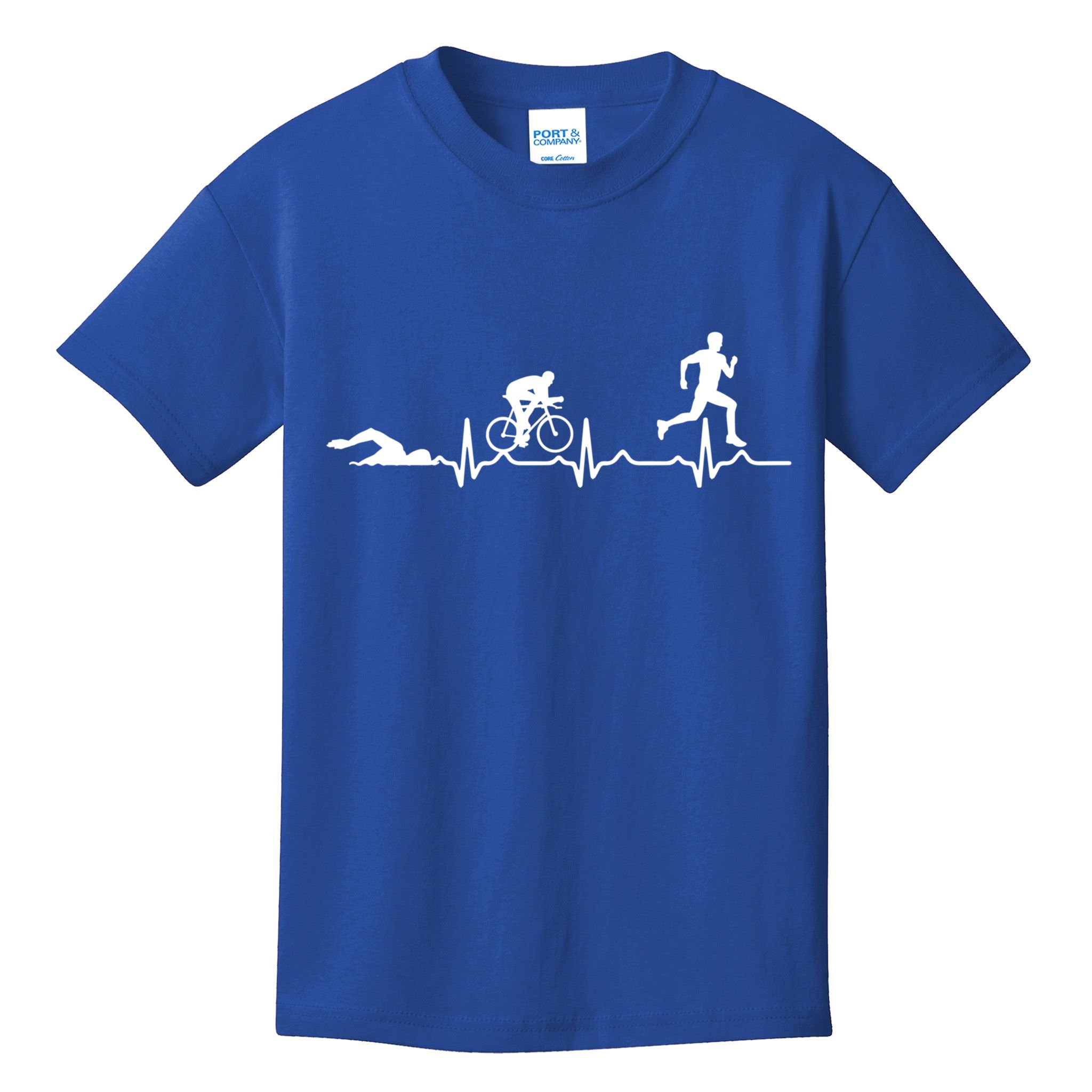 Triathlon Heartbeat Swim Cycle Run Athletes Cool Gift Kids T-Shirt