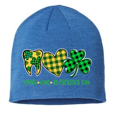 Tooth Heart Shamrock Dentist Dental St Patrick's Day Gift Cool Gift Sustainable Beanie