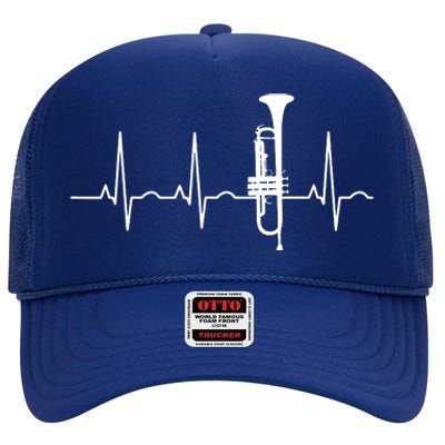 Trumpeter Heartbeat Trumpet Player Music Jazz High Crown Mesh Back Trucker Hat