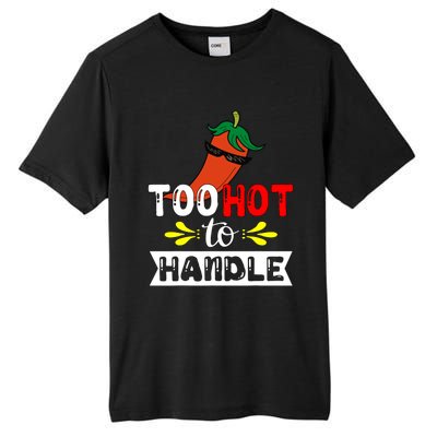 Too Hot To Handle Funny Chili Pepper For Spicy Food Lovers Tall Fusion ChromaSoft Performance T-Shirt