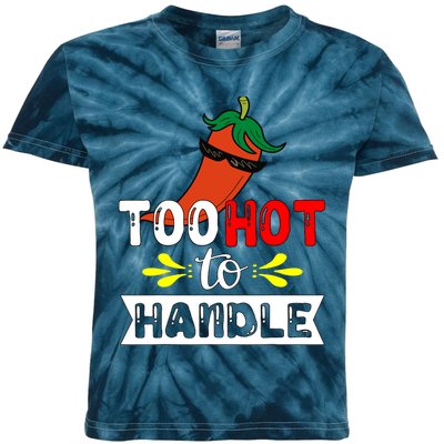 Too Hot To Handle Funny Chili Pepper For Spicy Food Lovers Kids Tie-Dye T-Shirt