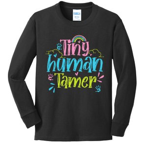 Tiny Human Tamer Daycare Provider Nanny PreK Teacher Kids Long Sleeve Shirt