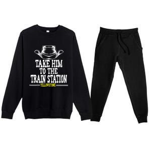 Take Him To The Train Station Apparel Premium Crewneck Sweatsuit Set