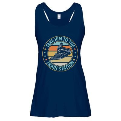 Take Him To The Train Station Funny Xmas Train Stationtrain Lover Ladies Essential Flowy Tank