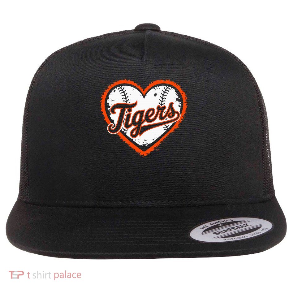 Tigers Heart Throwback  Flat Bill Trucker Hat