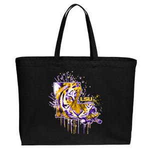 Tigers Half Tiger Face Cotton Canvas Jumbo Tote