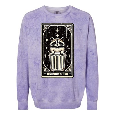 The Hermit Tarot Card Mystic Funny Raccoon Colorblast Crewneck Sweatshirt