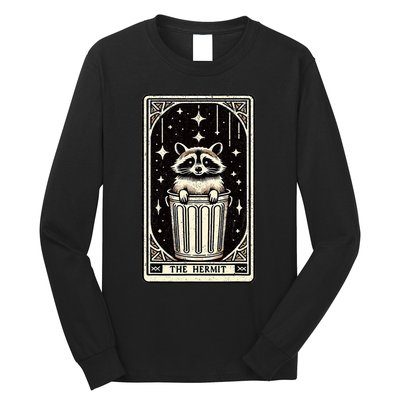 The Hermit Tarot Card Mystic Funny Raccoon Long Sleeve Shirt