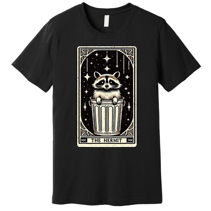 The Hermit Tarot Card Mystic Funny Raccoon Premium T-Shirt