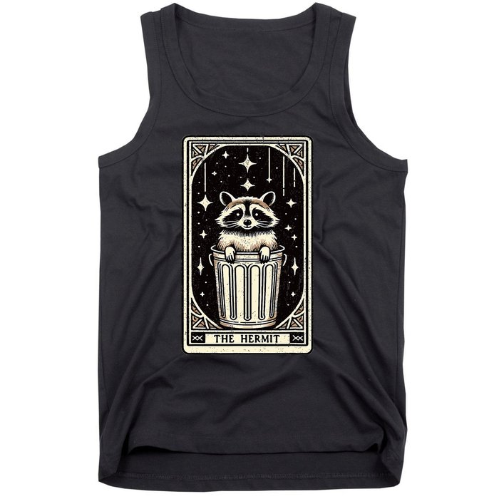 The Hermit Tarot Card Mystic Funny Raccoon Tank Top