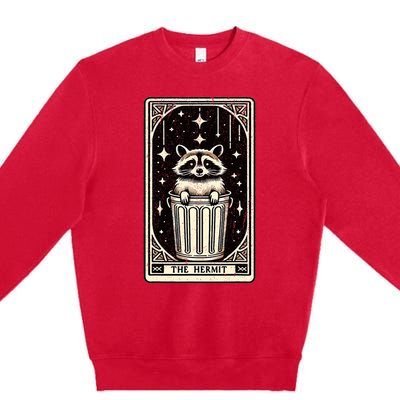 The Hermit Tarot Card Mystic Funny Raccoon Premium Crewneck Sweatshirt