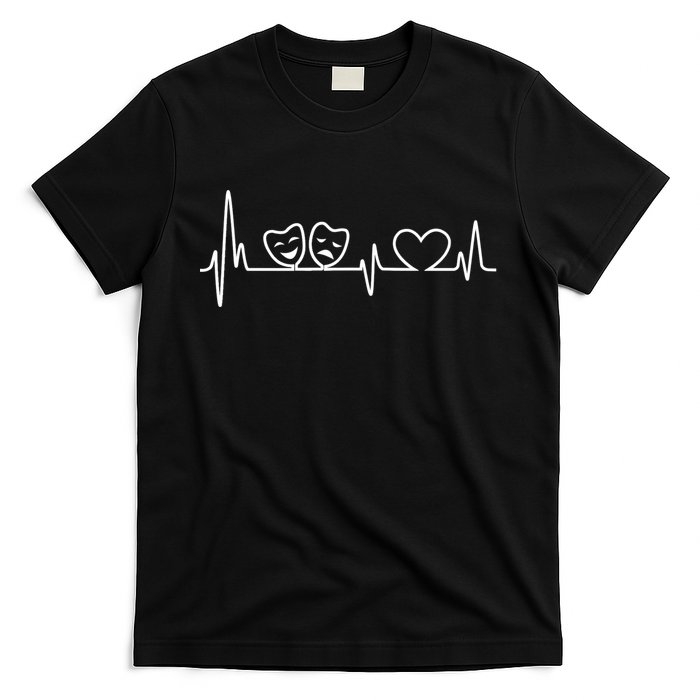 Theatre Heartbeat Theater Gift Nerd Drama Rehearsal Gift T-Shirt