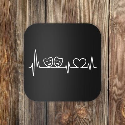 Theatre Heartbeat Theater Gift Nerd Drama Rehearsal Gift Coaster