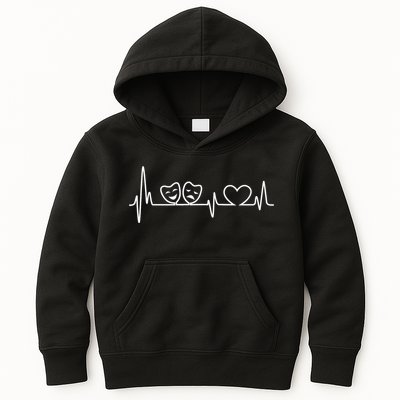 Theatre Heartbeat Theater Gift Nerd Drama Rehearsal Gift Kids Hoodie