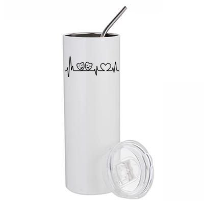 Theatre Heartbeat Theater Gift Nerd Drama Rehearsal Gift Stainless Steel Tumbler