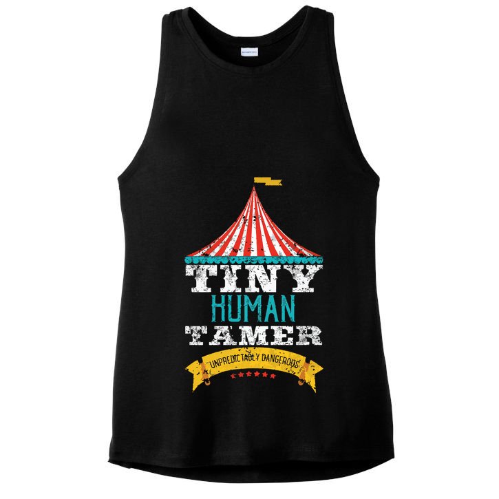Tiny Human Tamer Circus Teacher Cute Childcare Provider Ladies PosiCharge Tri-Blend Wicking Tank