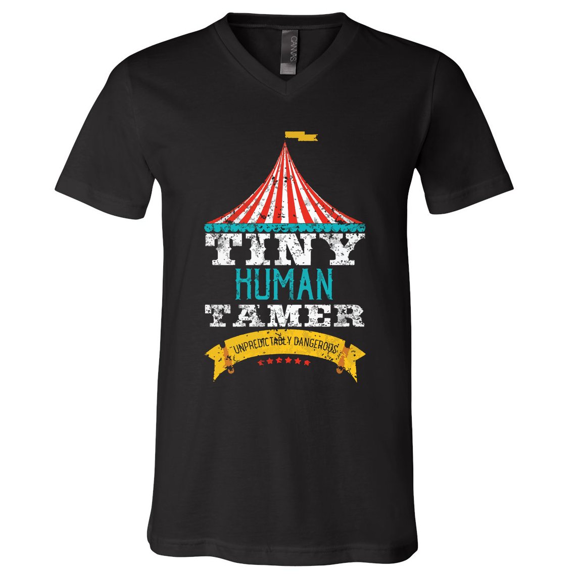 Tiny Human Tamer Circus Teacher Cute Childcare Provider V-Neck T-Shirt