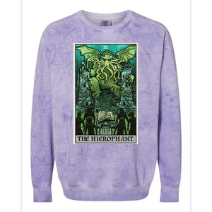 The Hierophant Tarot Card Cthulhu Classic Horror Halloween Colorblast Crewneck Sweatshirt