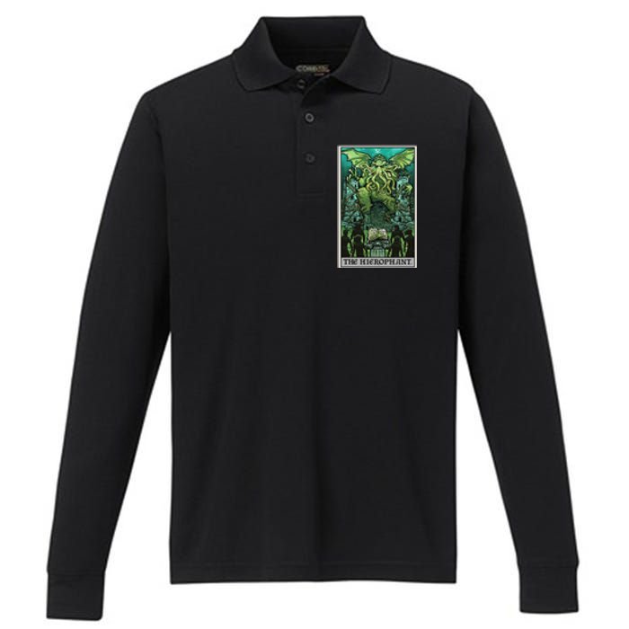 The Hierophant Tarot Card Cthulhu Classic Horror Halloween Performance Long Sleeve Polo