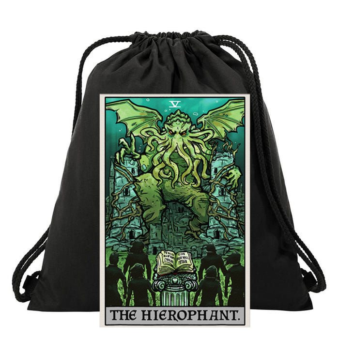 The Hierophant Tarot Card Cthulhu Classic Horror Halloween Drawstring Bag