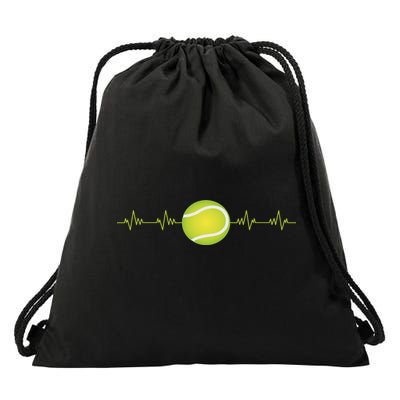 Tennis Heartbeat Drawstring Bag