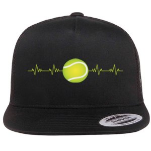 Tennis Heartbeat Flat Bill Trucker Hat