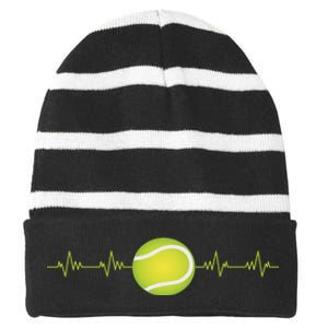 Tennis Heartbeat Striped Beanie with Solid Band