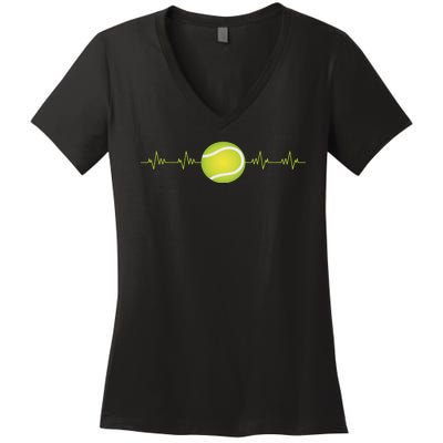 Tennis Heartbeat Women's V-Neck T-Shirt