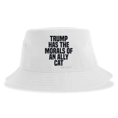 Trump Has The Morals Of An Ally Cat Funny Biden Sustainable Bucket Hat