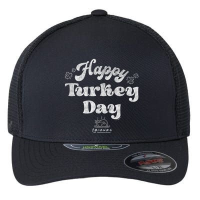 Thanksgiving Happy Turkey Day Vintage Text Flexfit Unipanel Trucker Cap