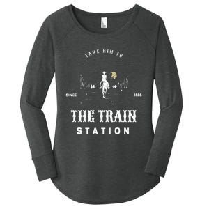 Take Him To The Train Station Women's Perfect Tri Tunic Long Sleeve Shirt