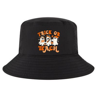 Teacher Halloween Trick Or Teach Retro Groovy Floral Ghost Cool Comfort Performance Bucket Hat