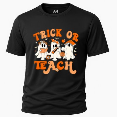Teacher Halloween Trick Or Teach Retro Groovy Floral Ghost Performance Shirt