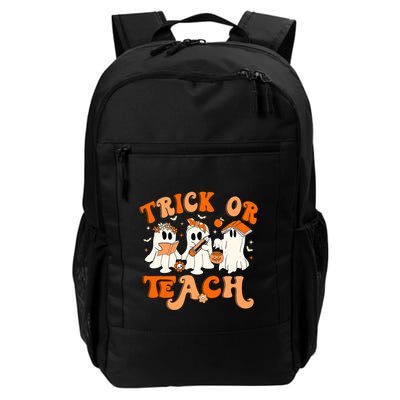 Teacher Halloween Trick Or Teach Retro Groovy Floral Ghost Backpack