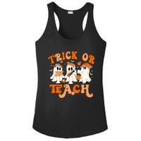 Teacher Halloween Trick Or Teach Retro Groovy Floral Ghost Ladies PosiCharge Competitor Racerback Tank