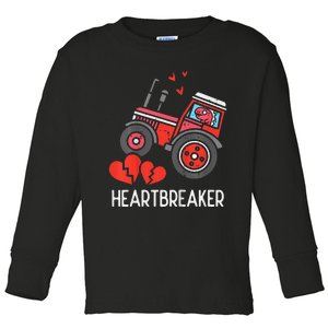 Tractor Heartbreaker Truck Valentines Day Toddler Long Sleeve Shirt