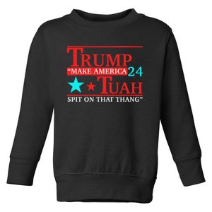 Trump Hawk Tuah Viral Meme Humor Toddler Sweatshirt