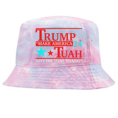 Trump Hawk Tuah Viral Meme Humor Tie-Dyed Bucket Hat